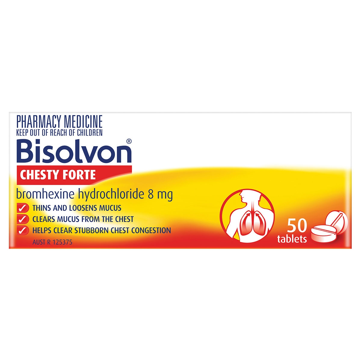 Bisolvon Chesty Forte Cough Tablets 50 Pack
