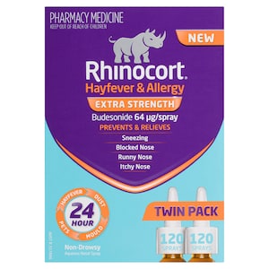 Rhinocort Hayfever & Allergy Extra Strength Nasal Spray 120 Sprays x 2 Pack