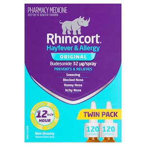 Rhinocort Hayfever & Allergy Original Nasal Spray 120 Sprays x 2 Pack