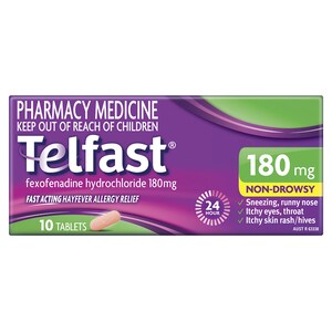 Telfast Fast Acting Hayfever Allergy Relief 180mg 10 Tablets