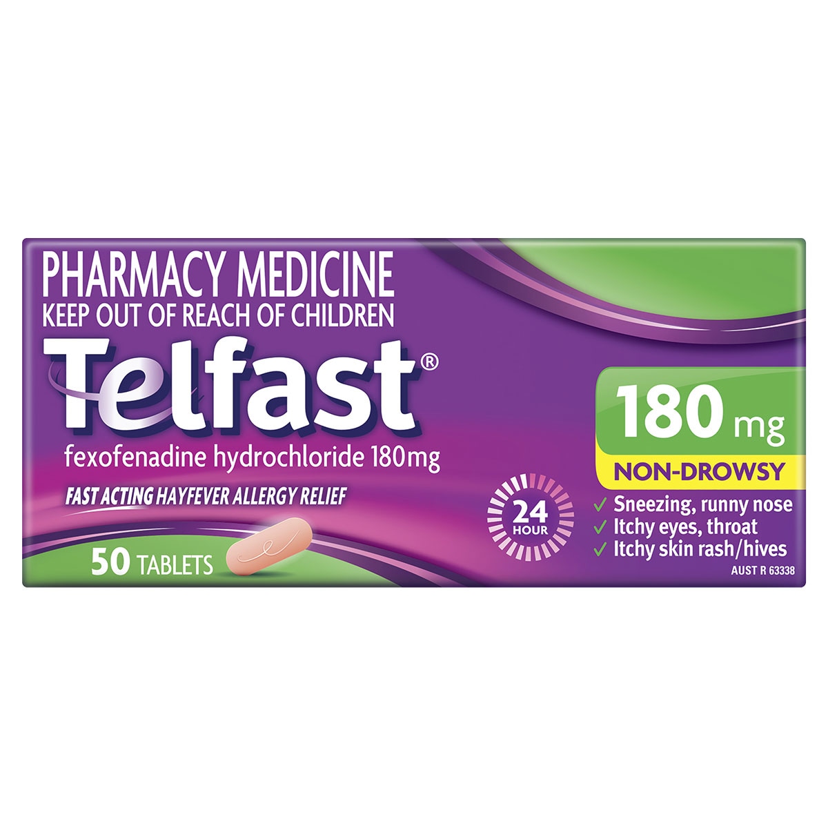 Telfast Fast Acting Hayfever Allergy Relief 180mg 50 Tablets