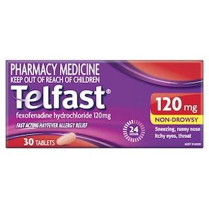Telfast Fast Acting Hayfever Allergy Relief 120mg 30 Tablets