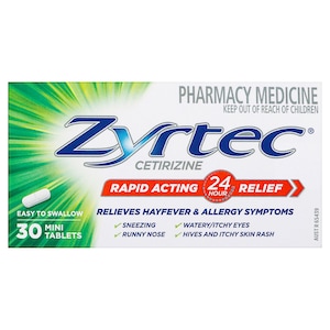 Zyrtec Allergy & Hayfever Relief Rapid Acting 30 Mini Tablets