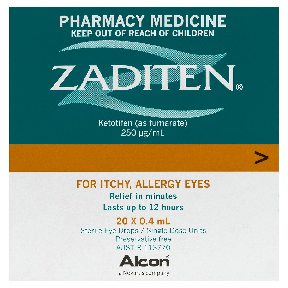 Zaditen Allergy Eye Drops 20 x 0.4ml Vials
