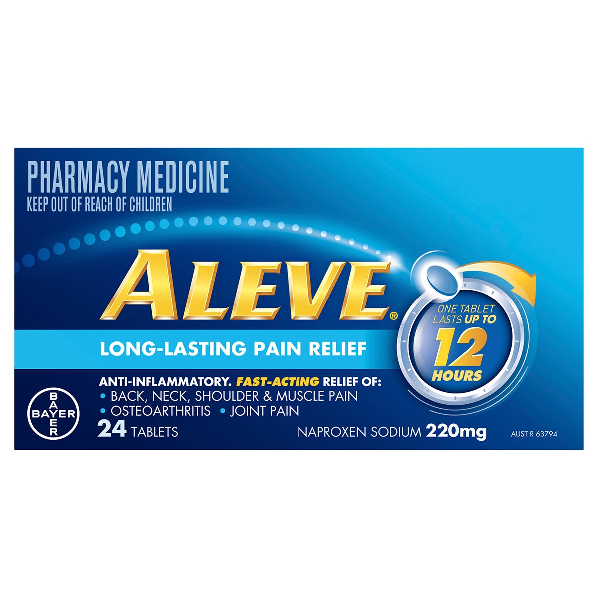 Aleve 12 Hour Long Lasting Pain Relief 24 Tablets