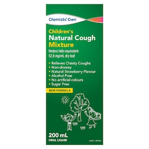 Chemists Own Natural Cough Liquid Strawberry 200ml
