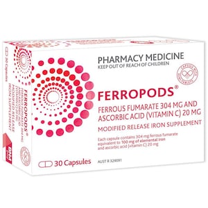 Ferropods Iron & Vitamin C 30 Capsules