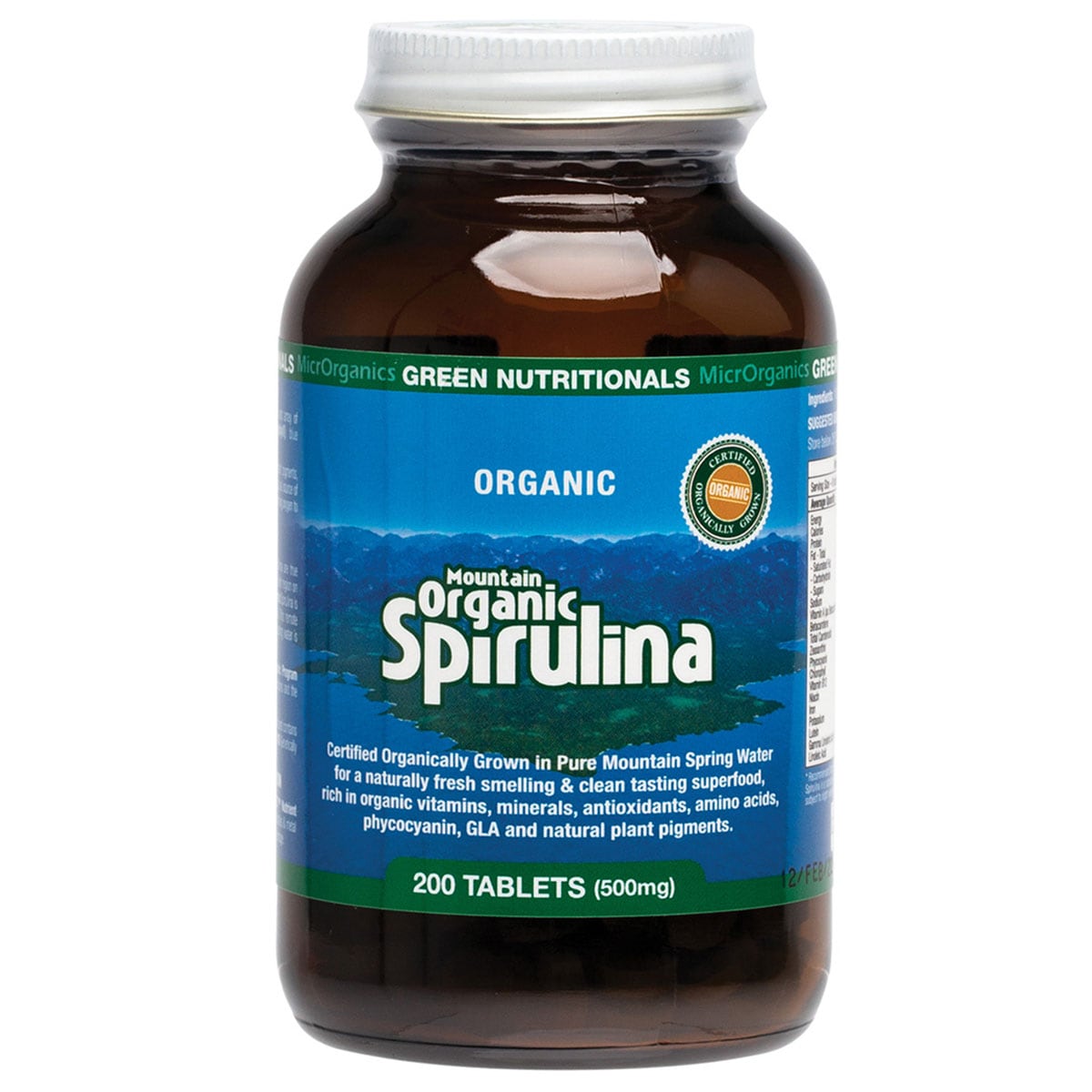 Green Nutritionals Mountain Organic Spirulina 200 Tablets