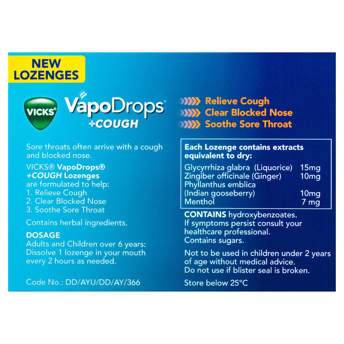 Vicks VapoDrops + Cough Orange Menthol 36 Lozenges