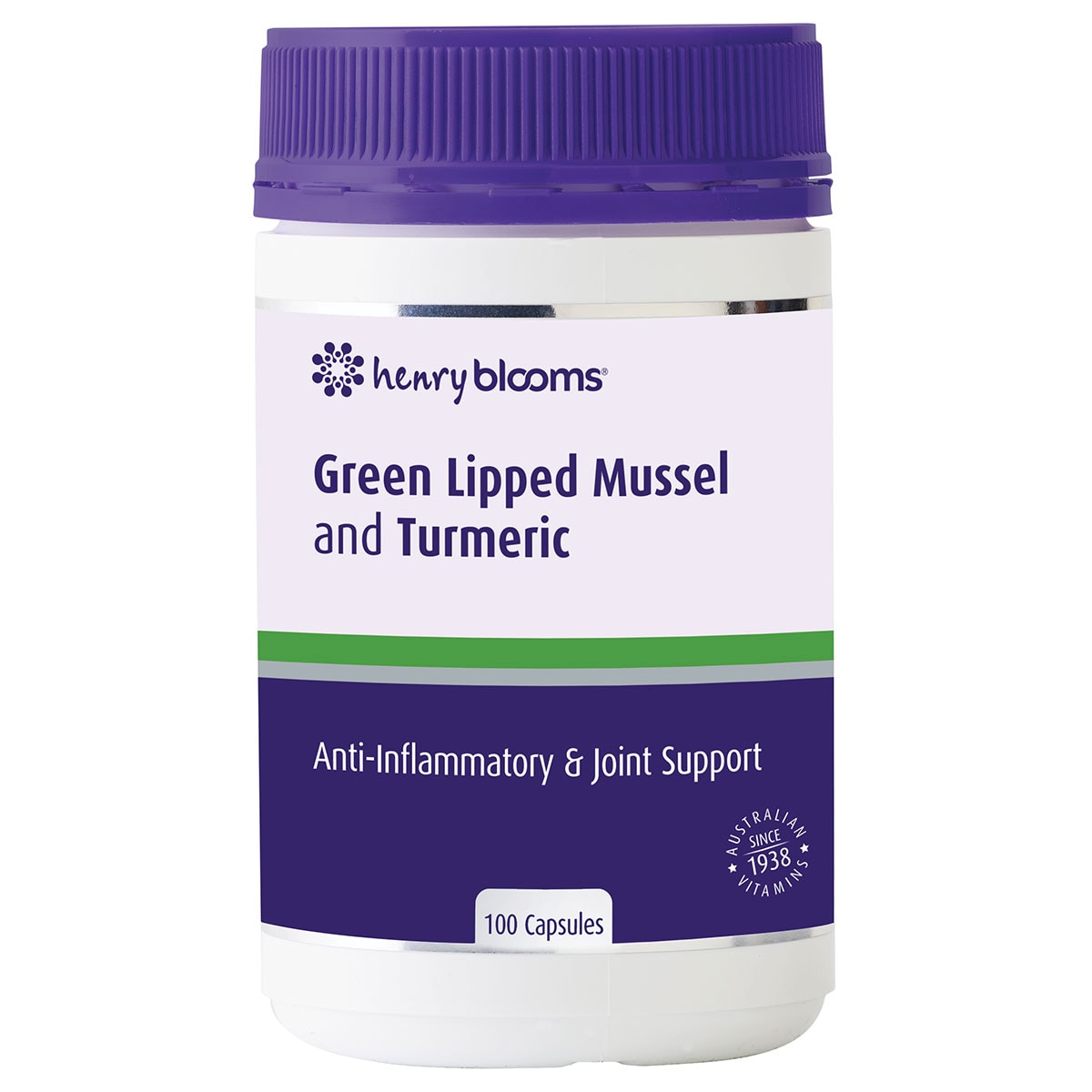 Henry Blooms Green Lipped Mussel & Turmeric 100 Capsules