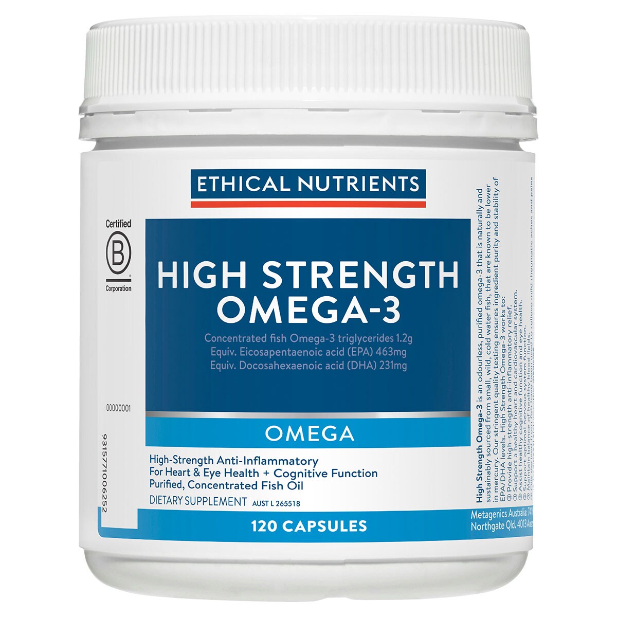 Ethical Nutrients High Strength Omega-3 120 Capsules