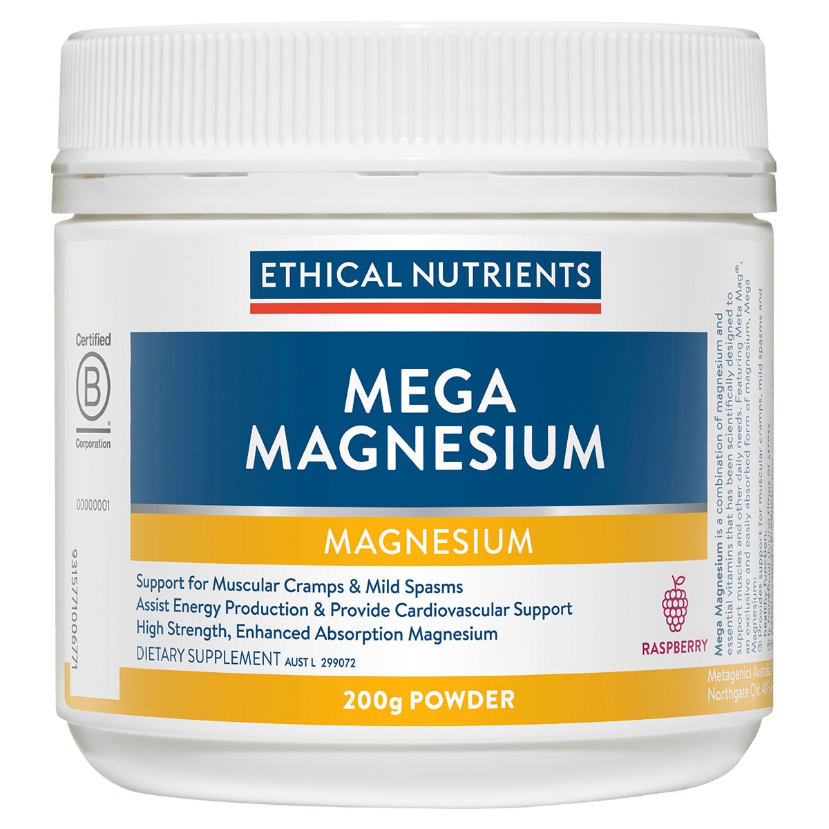 Ethical Nutrients Mega Magnesium Raspberry 200g Powder