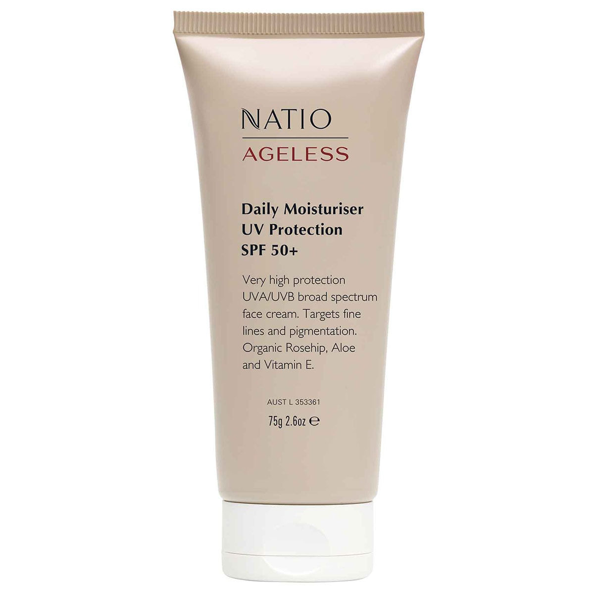 Natio Ageless Daily Moisturiser UV Protection SPF50 75g