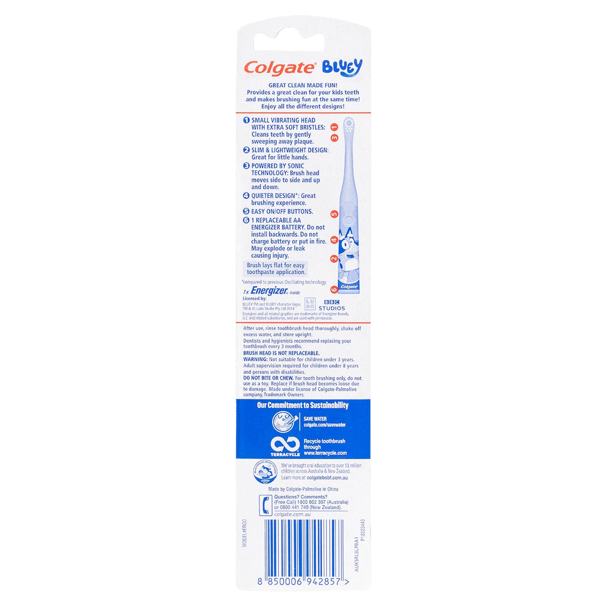 Colgate Kids Bluey Battery Sonic Toothbrush (Colours selected at random)
