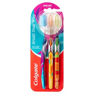 Colgate SlimSoft Advanced Ultra-Soft Toothbrush 3 Pack