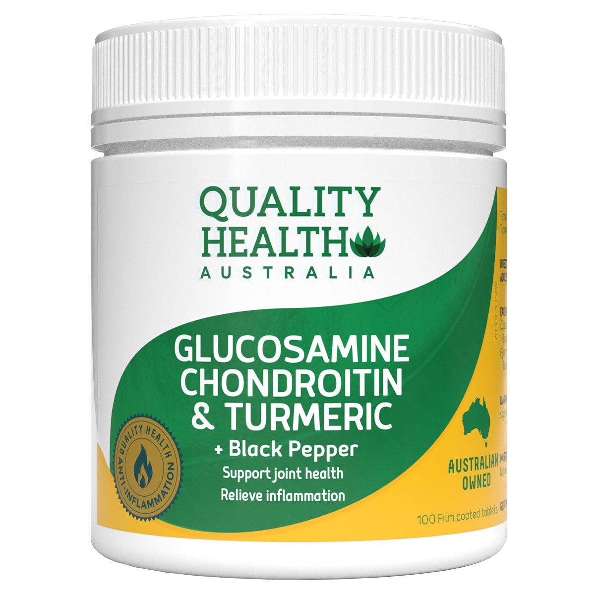 Quality Health Glucosamine Chondroitin + Turmeric 100 Tablets Australia