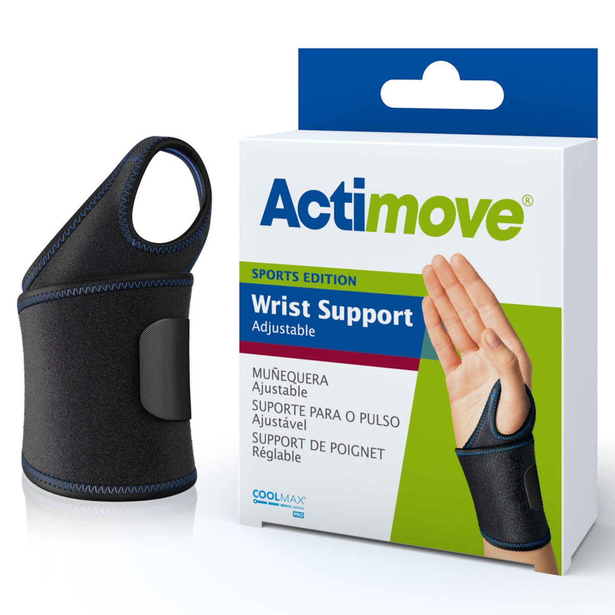 Actimove Sport Adjustable Wrist Support Wrap Universal Black