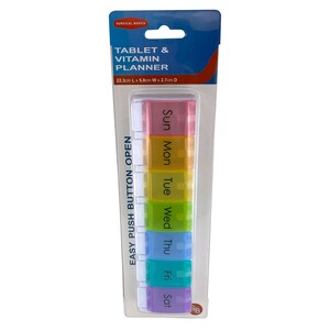 Surgical Basics One a Day Weekly Pill Organiser Large 1 Pack Assorted Colours