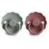 FRIGG 0-6 Months Daisy Pacifier French Gray/Woodchuck 2 Pack