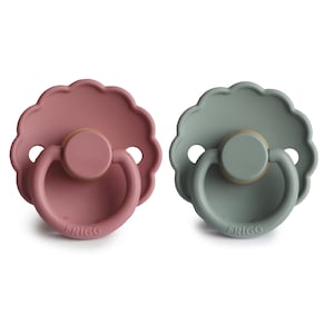 FRIGG 0-6 Months Daisy Pacifier Dusty Rose/Lily Pad 2 Pack