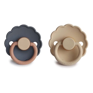 FRIGG 0-6 Months Daisy Pacifier Aurora/Croissant 2 Pack