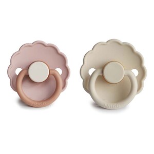FRIGG 0-6 Months Daisy Pacifier Biscuit/Cream 2 Pack