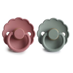 FRIGG 6-18 Months Daisy Pacifier Dusty Rose/Lily Pad 2 Pack