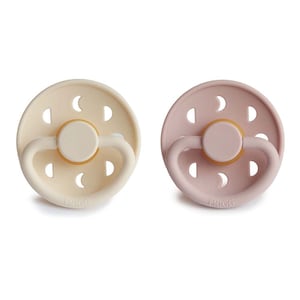 FRIGG 0-6 Months Moon Phase Pacifier Blush/Cream 2 Pack