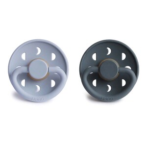 FRIGG 0-6 Months Moon Phase Pacifier Powder Blue/Slate 2 Pack