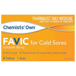 Chemists Own Favic for Cold Sore 500mg 3 Tablets