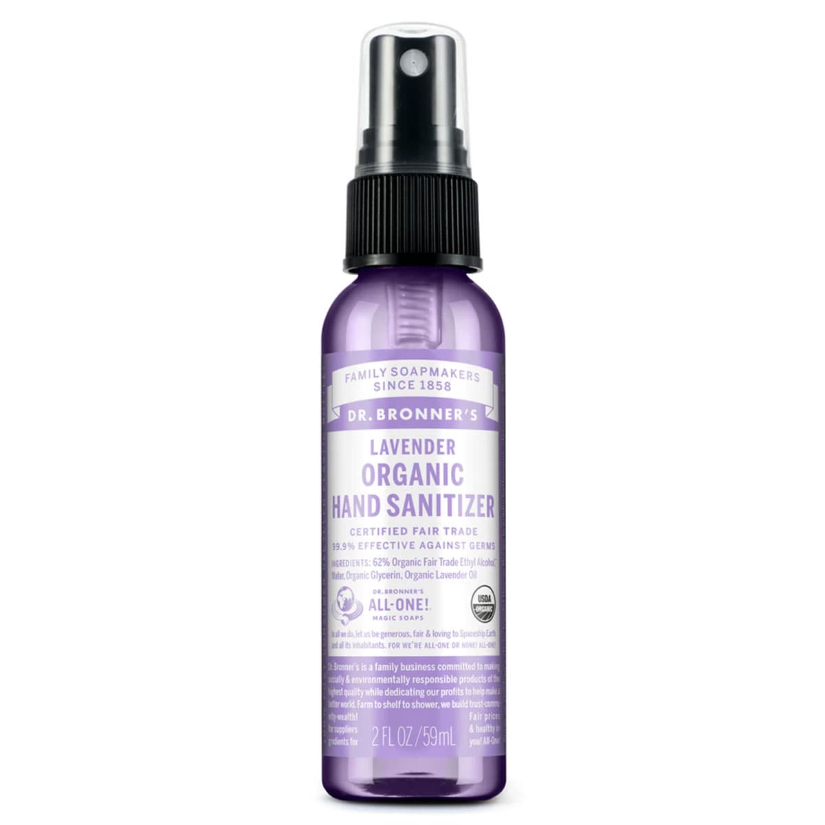 Dr Bronner's Organic Hand Sanitiser Spray Lavender 59ml