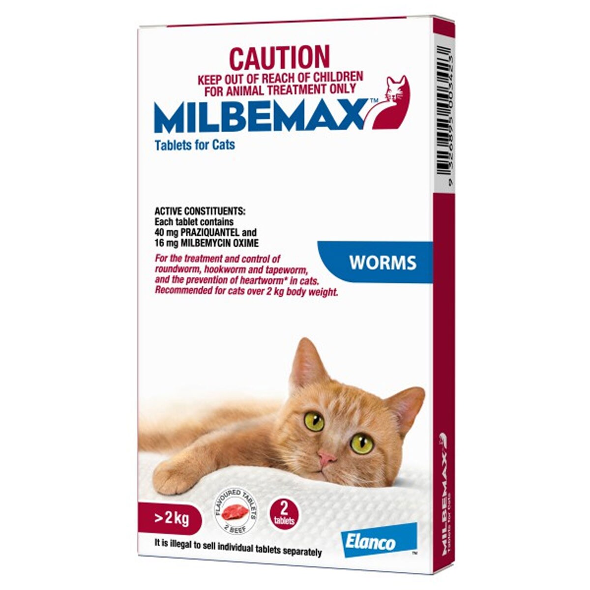 Milbemax All Wormer For Large Cat 2-8kg Red 2 Pack