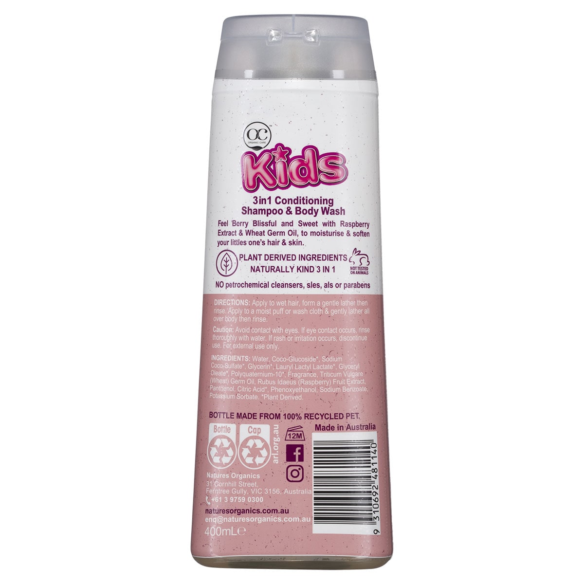 Oc Naturals Kids 3In1 Conditioning Shampoo & Body Wash Berry Bliss 400Ml
