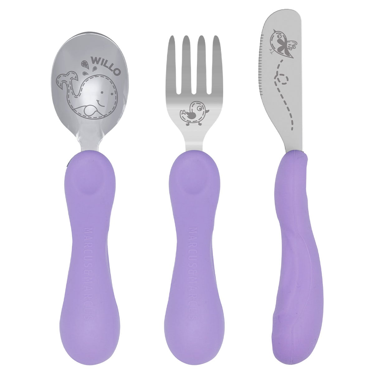 Marcus & Marcus Easy Grip 3 Piece Cutlery Set Lilac