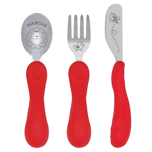 Marcus & Marcus Easy Grip 3 Piece Cutlery Set Red