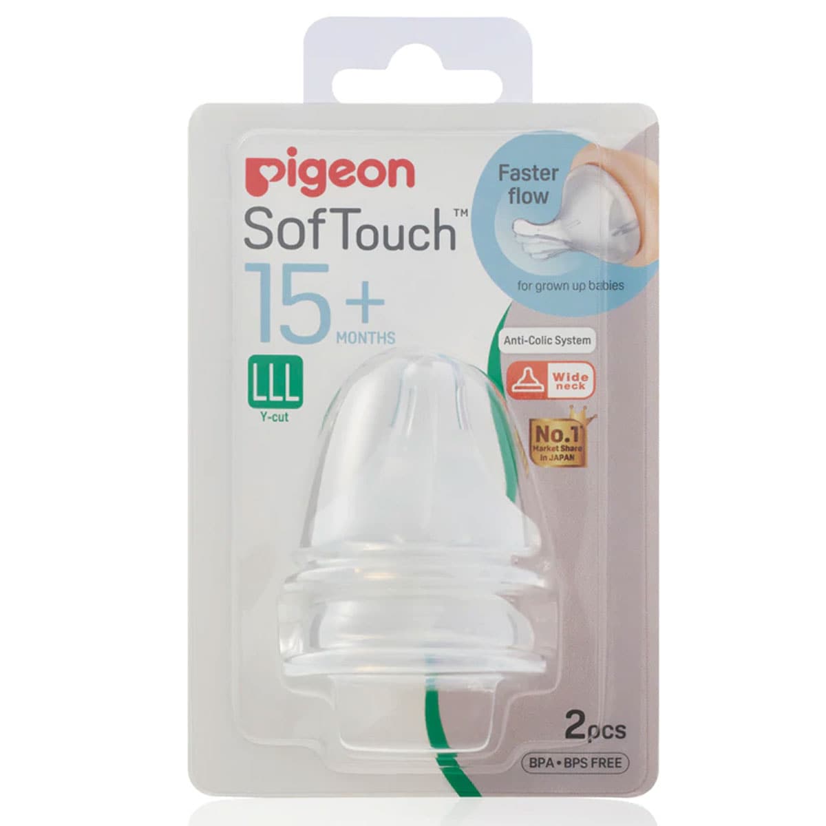 Pigeon SofTouch Peristaltic Plus Teat (LLL) 2 Pack