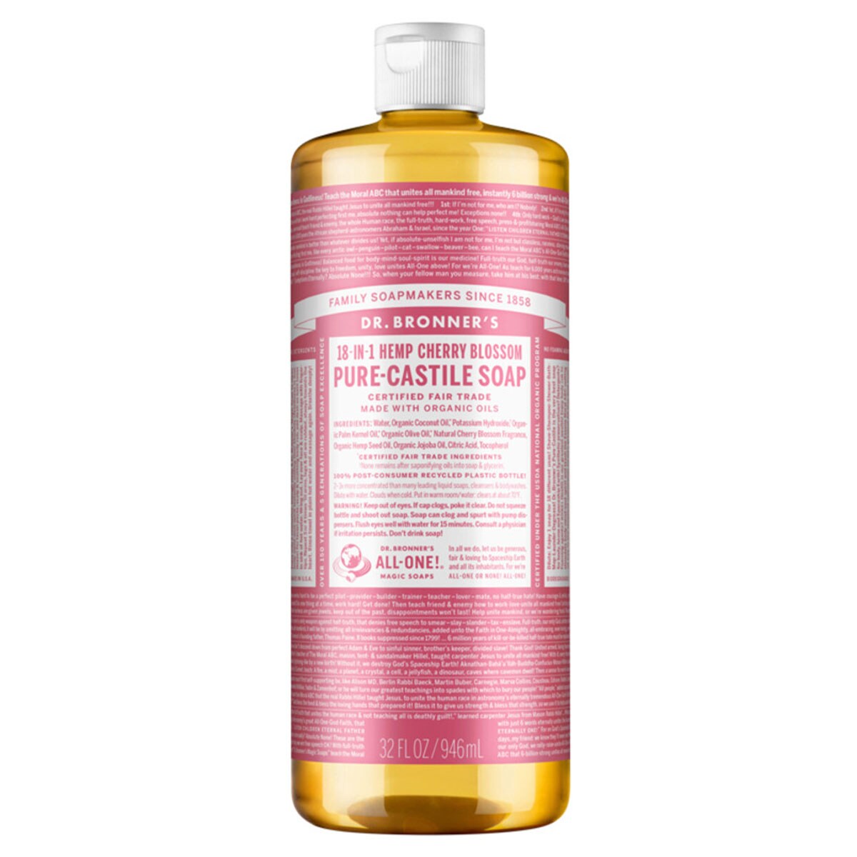 Dr Bronners Pure Castile Liquid Soap Cherry Blossom 946Ml