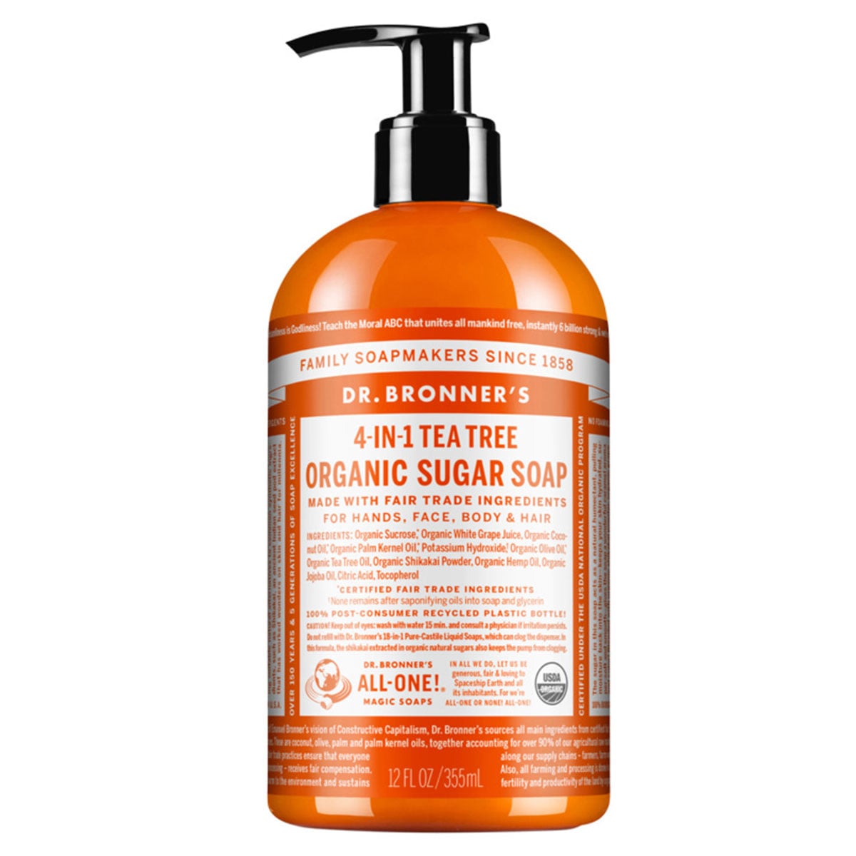 Dr Bronner's Organic Sugar Soap Tea Tree 355ml