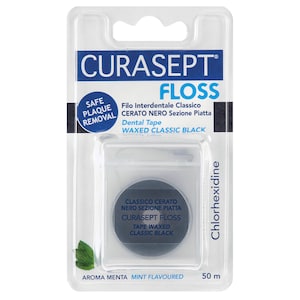 Curasept Waxed Black Floss with Chlorhexidine 1 Pack