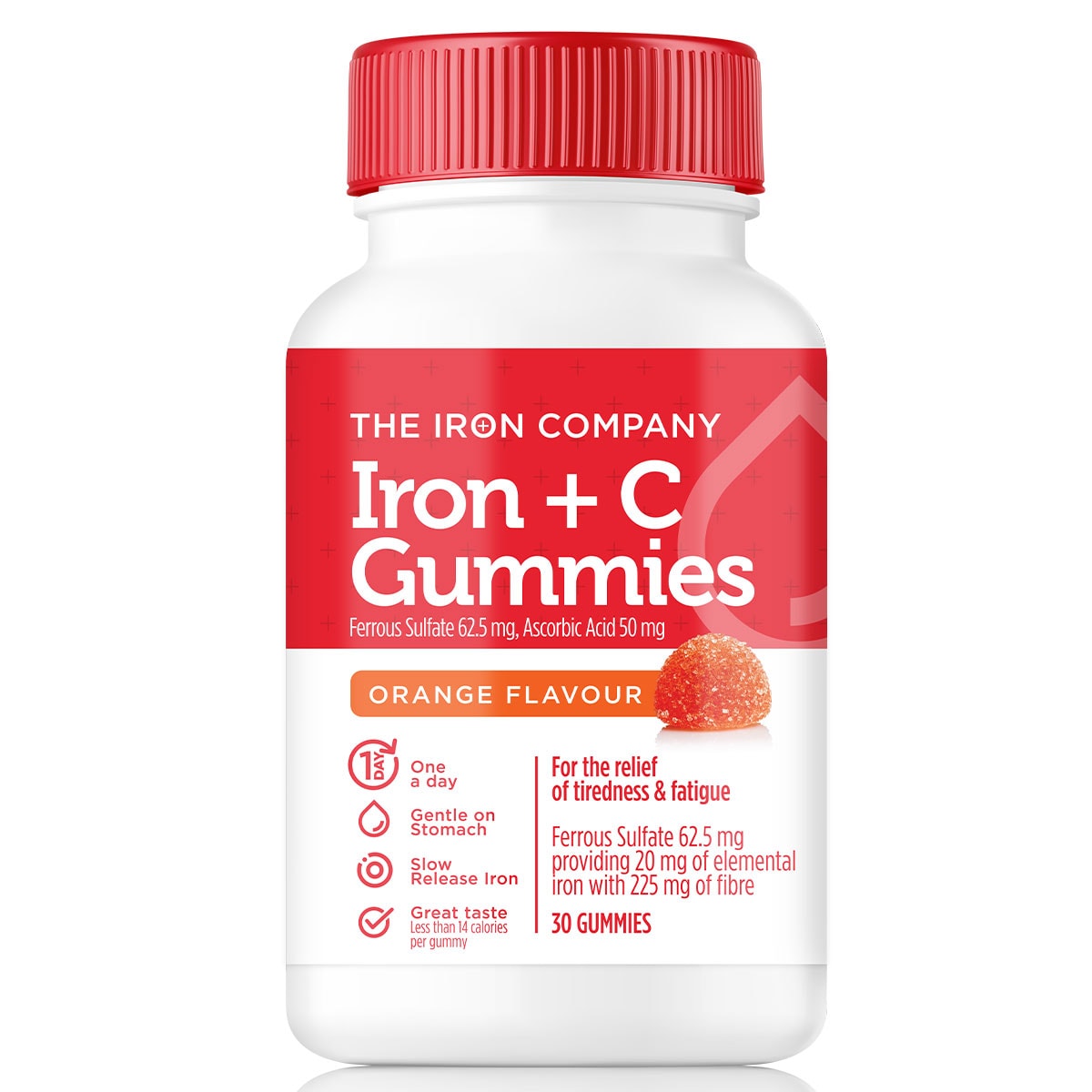 The Iron Company Iron Gummies + Vitamin C Orange 30 Pack