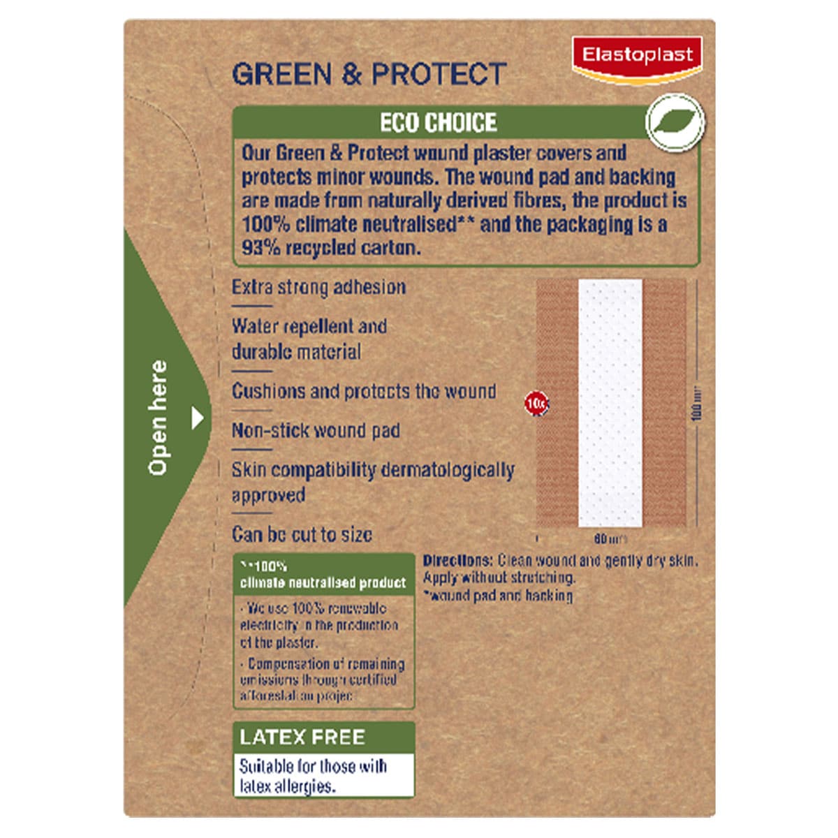 Elastoplast Green & Protect Wound Dressing 6cm x 1m