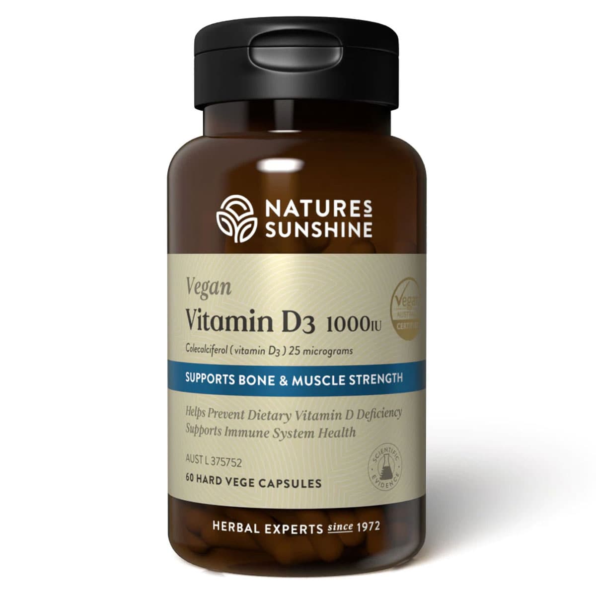 Natures Sunshine Vegan Vitamin D3 1000 IU 60 Capsules