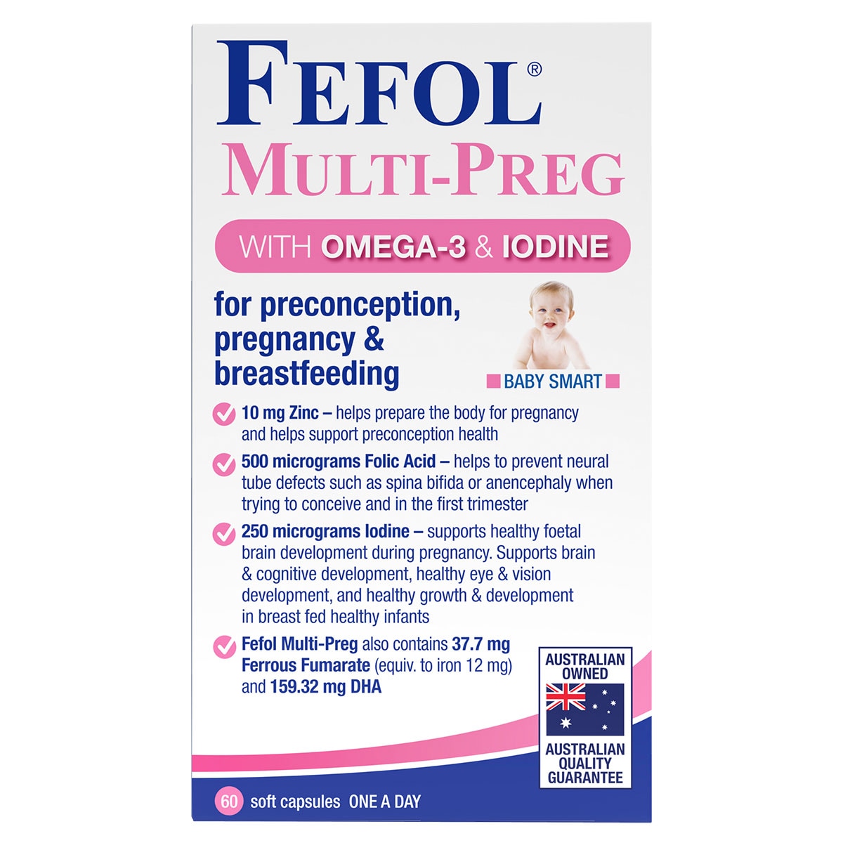 Fefol Multi-Preg with Omega-3 & Iodine 60 Capsules