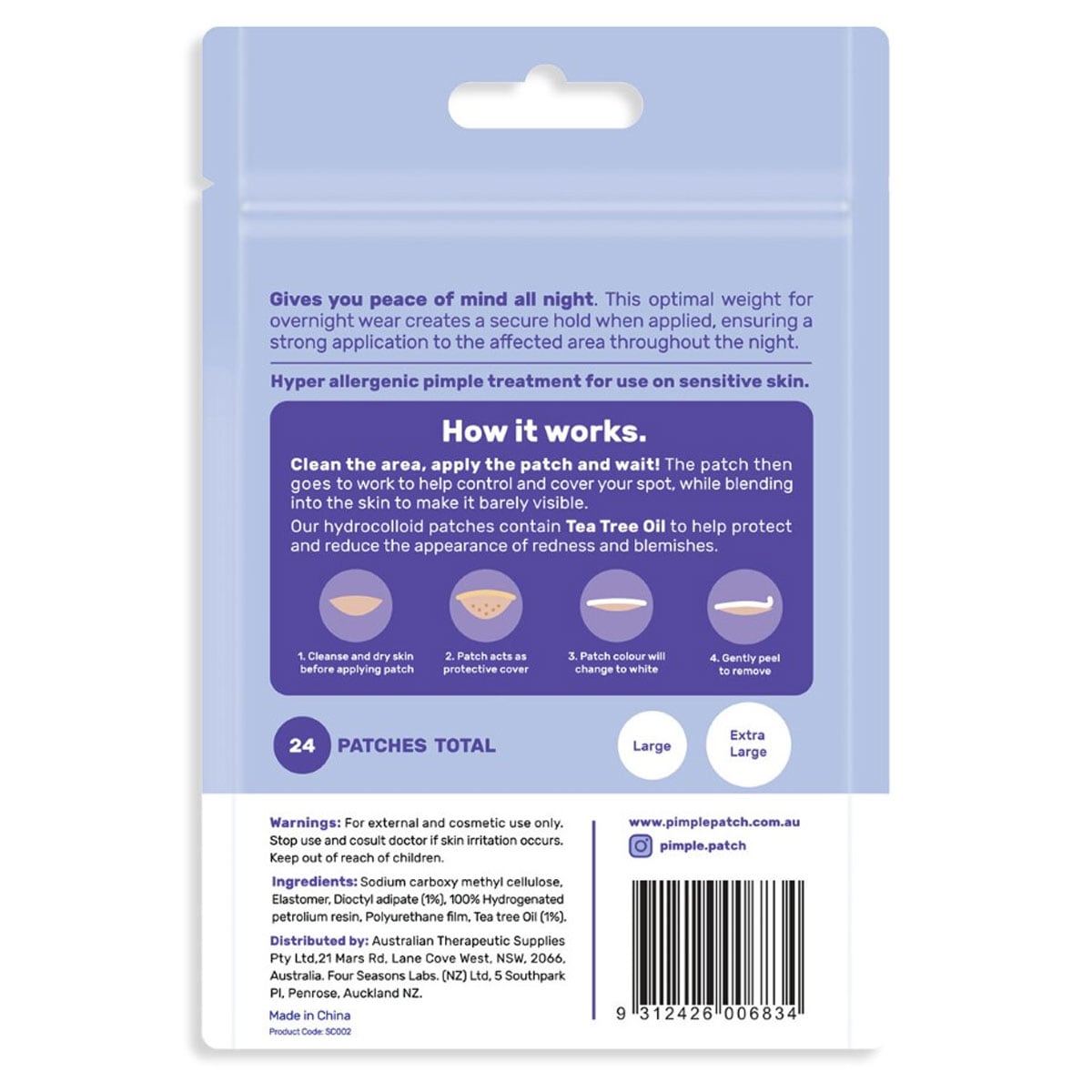 Skin Control Pimple Patch PM Nightime 24 Pack