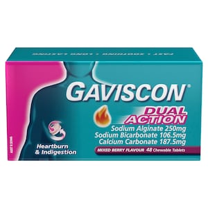 Gaviscon Dual Action Heartburn & Indigestion Mixed Berry 48 Chewable Tablets