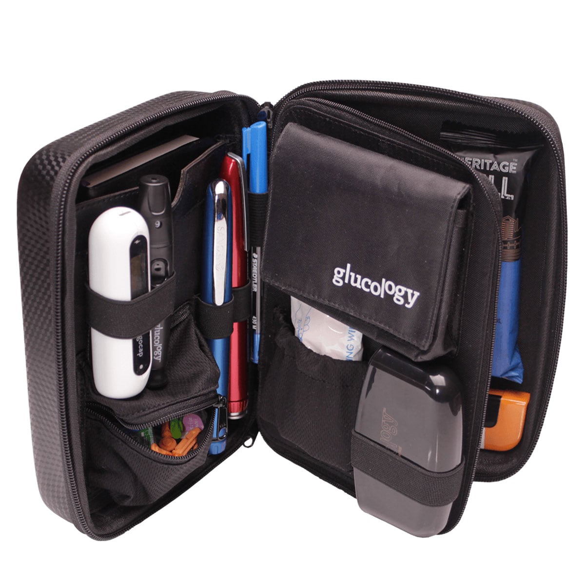 Glucology Diabetes Travel Case Plus II Black Bundle
