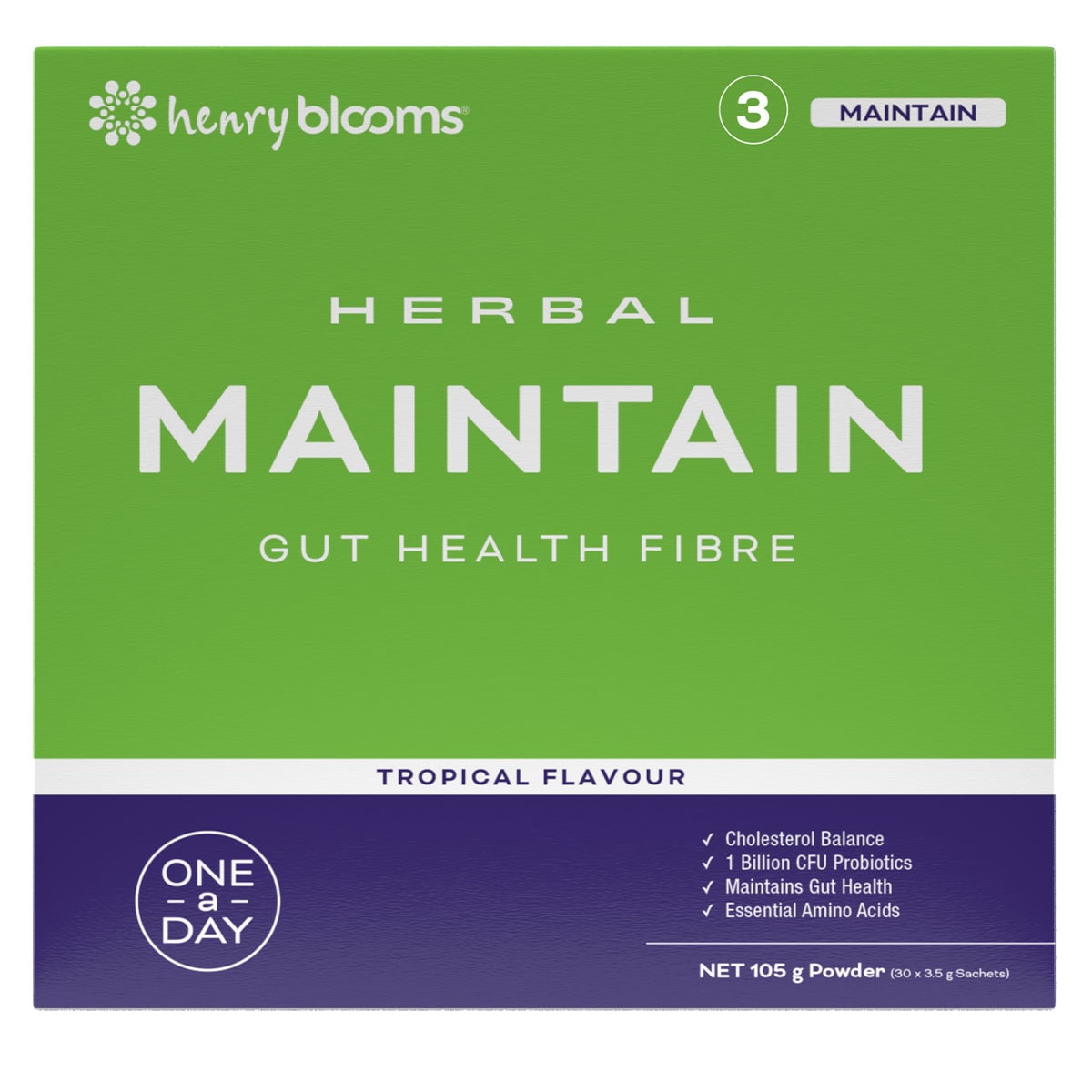 Henry Blooms Herbal Gut Health Fibre Maintain 3.5 x 30 Sachets