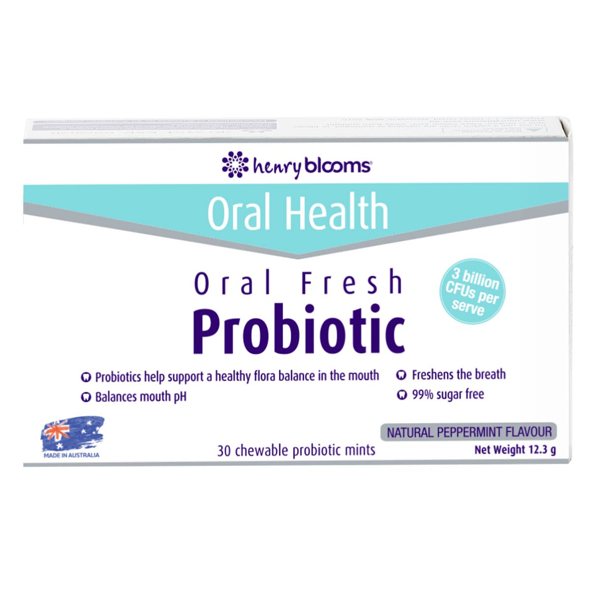 Henry Blooms Oral Ice Fresh Chewable Probiotic Mints 30 Australia