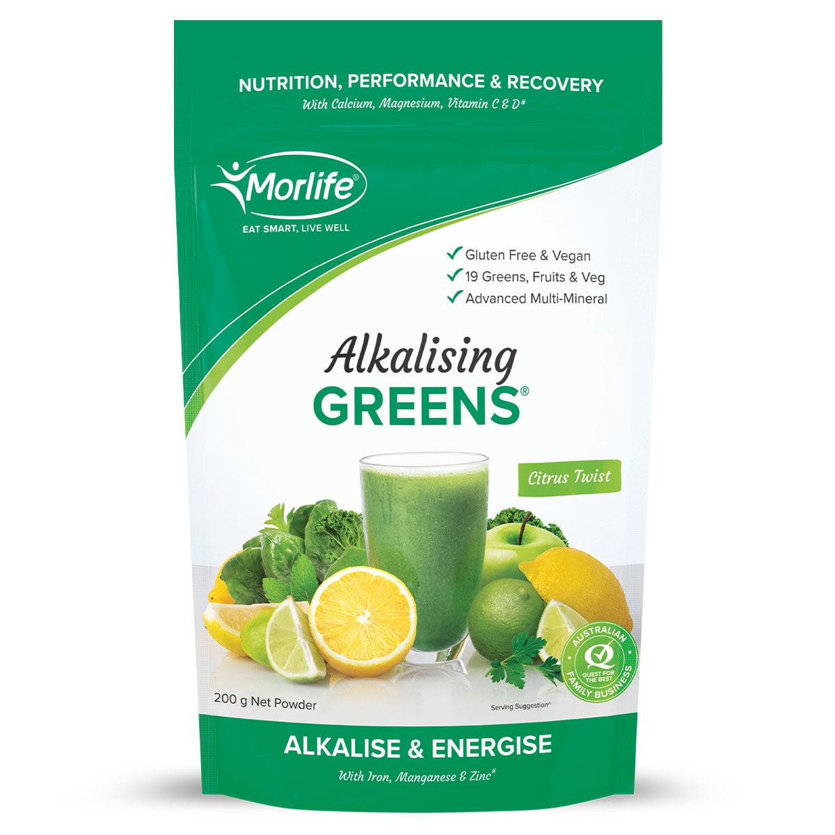 Morlife Alkalising Greens Citrus Twist 200g