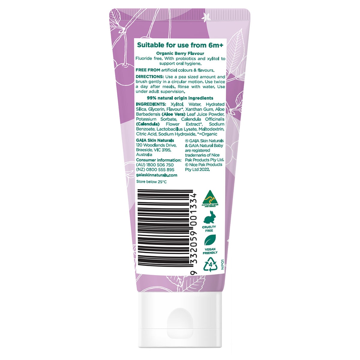 Gaia Natural Baby Berry Burst Toothpaste 50g